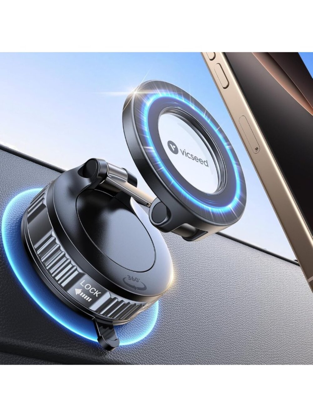 2026 Upgraded Magnetic Car Phone Holder - 360° Adjustable, Strong Suction for